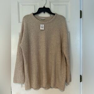 Pure Jill Textured Knit Beige Crew Neck Sweater. L. NWT.